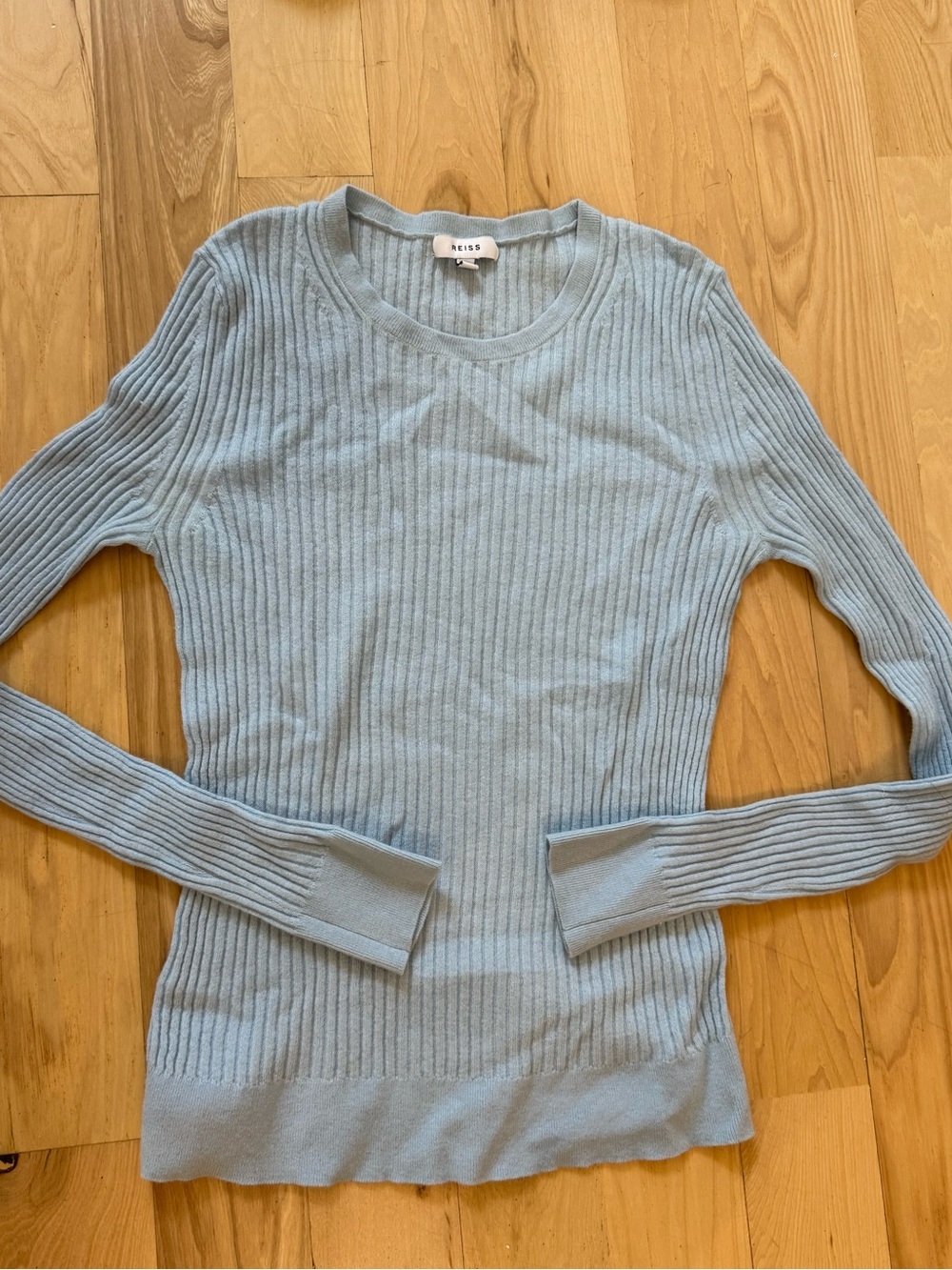 REISS Michelle Crew Neck Knitted Ribbed Wool-blend Sweater Top Size XS